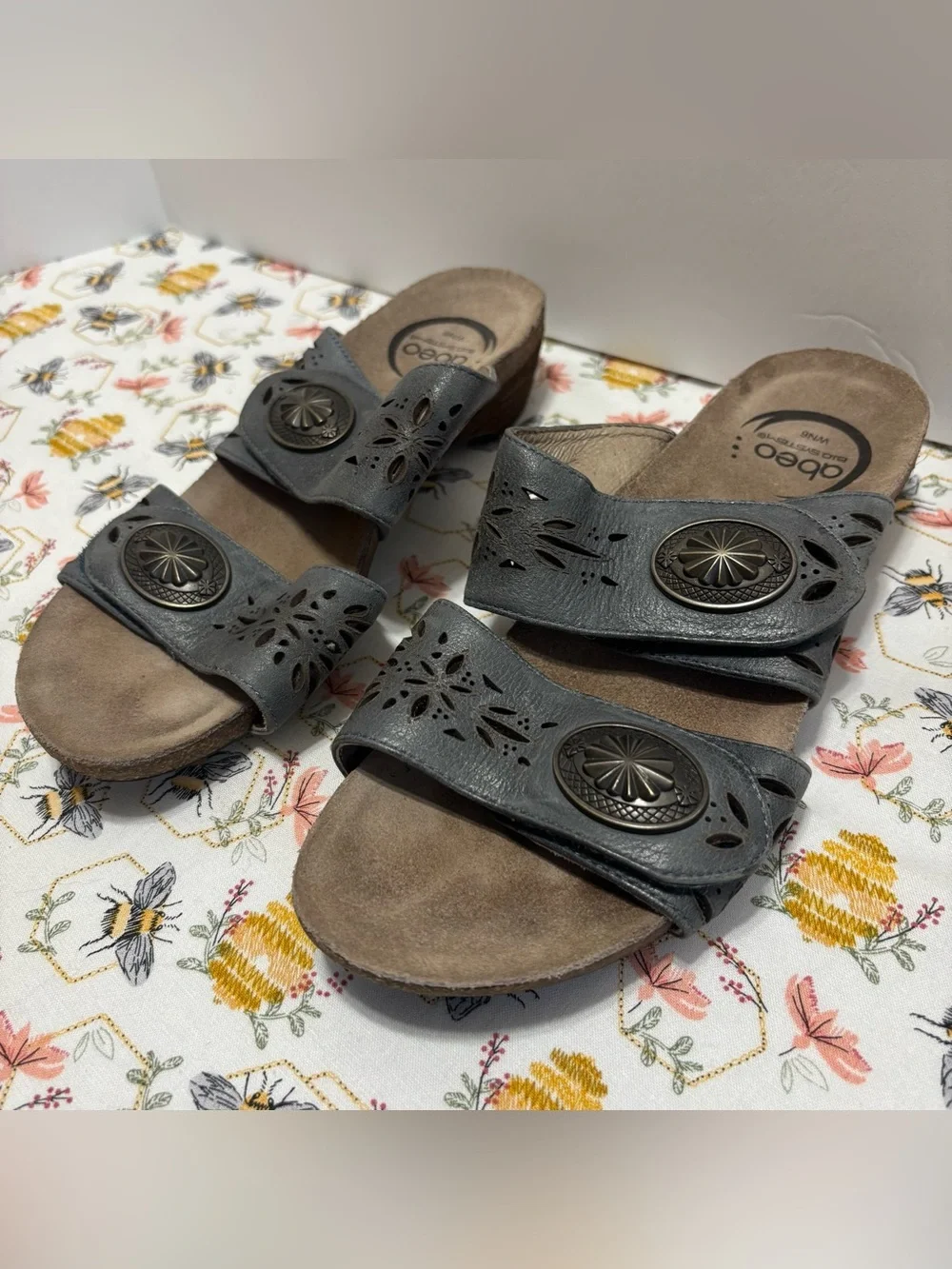 Abeo Women's Double-Strap Comfort Sandal in Charcoal Blue
